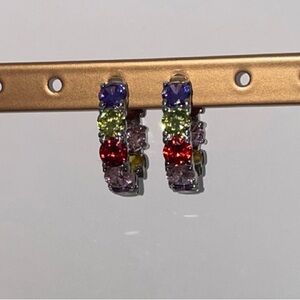 Multicolor Gemstone Hoop Earrings